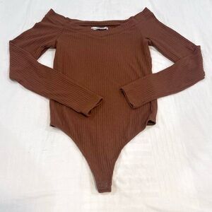 Abercrombie & Fitch Brown Ribbed Bodysuit